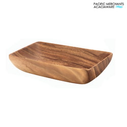 Other Bowl Shapes Acacia Wood Rectangle Serving Bowl, 10" x 6" x 2"