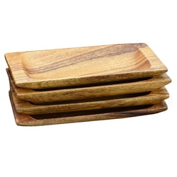 Wood Plates Acacia Wood Appetizer Serving Tray, 9" x 4" x 1", Set of 4