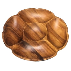 Acacia Wood Serving Trays Acacia Wood Flower Tray with 5 Sections, 10" x 10" x 1.5"