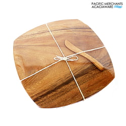 Acacia Wood Serving Trays Acaciaware 8" Square Cheese Board w/Spreader