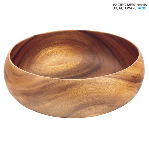 Acacia Wood Round Calabash Bowl, 16" x 6"