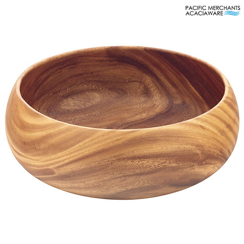 Acacia Wood Round Calabash Bowl, 14" x 5"