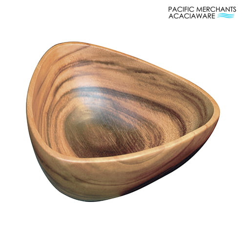 Acacia Wood 3-Sided Salad Bowl, 10" x 4"