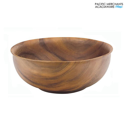 Acacia Wood Round Bowl with Base, 12" x 5"