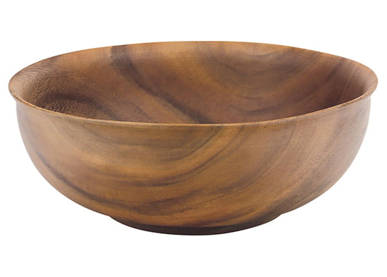 Acacia Wood Round Bowl with Base, 12" x 5"