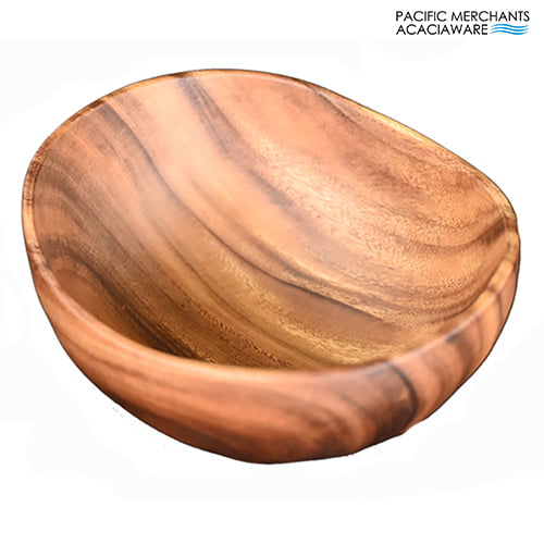 Acaciaware 10"L x 8.5"W x 4.5"H Oval Bowl w/Pedestal Base