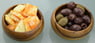 Acacia Wood Round Nut & Dipping Bowl with Spoons, 4" x 1.5", Set of 4