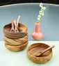 Acacia Wood Round Salad and Pasta Bowls, 6" x 2", Set of 8