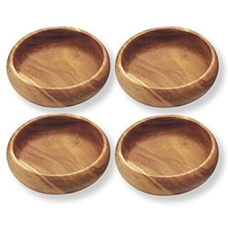 Acacia Calabash Salad Bowls Round Calabash Bowl, 6" x 2", Set of 4, Free Freight On This Item!