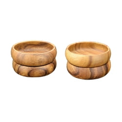 Hand Carved Acacia Cereal Serving Containers from ns Wooden Bowl Snack Bowls 4 x 1.7 4 Decorative Calabash Bowl Sets 
