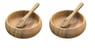 5 Piece Acacia Wood Appetizer Serving Set with Oval Tray, Wood Bowls, & Spoons