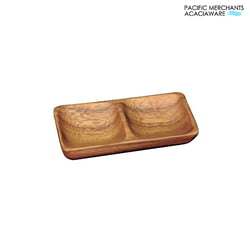 Acacia Wood 2 Compartment Mini-Tray, 4.75" x 2.75" x 7/8"