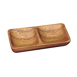 Acacia Wood 2 Compartment Mini-Tray, 4.75" x 2.75" x 7/8"