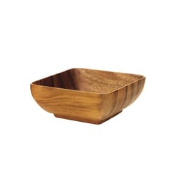Acacia Wood Square Bowl with Base, 6" x 3"