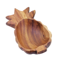 Acacia Wood Pineapple-Shaped Salad Bowl, 10" x 4.5" x 2"