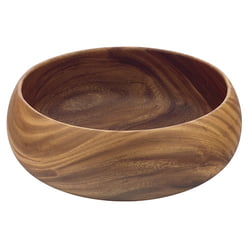 Acacia Wood Round Calabash Bowl, 14" x 5"