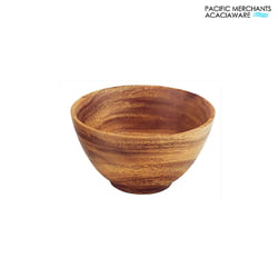Acacia Wood Round Rice & Soup Bowl with Base, 5" x 2.5"