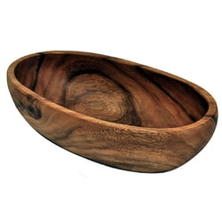 Acacia Wood Oval Serving Bowl, 15" x 8" x 4"