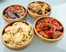 Acacia Wood 7-Piece Round Serving Set with 10" x 4" Salad Bowl, 6" x 2" Salad Bowls and 12" Servers