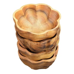 Acacia Wood Salad Bowl Sets Acacia Wood Round Flared Salad Bowl, 6" x 3", Set of 4