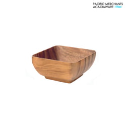 Acacia Wood Square Bowl with Base, 6" x 3"