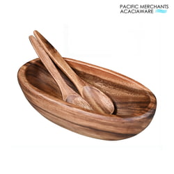 Acacia Wood Oval Serving Bowl, 15" x 8" x 4"