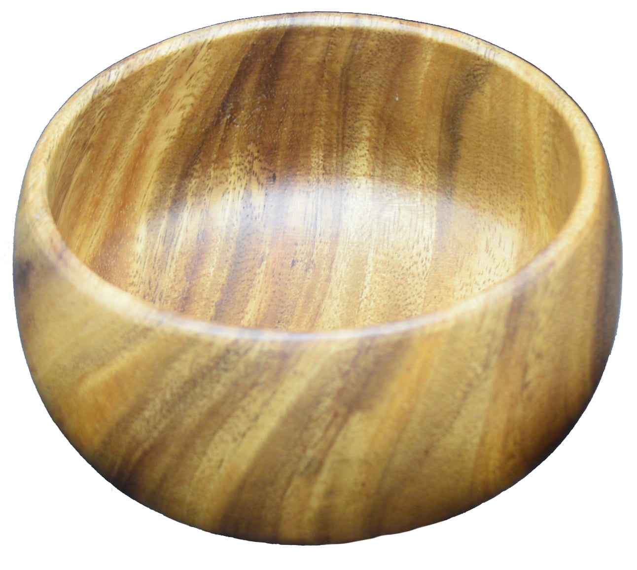 Acacia wood calabash bowl made from one solid piece of wood.