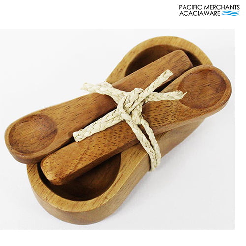 Acacia Wood Spice Tray/Bowl with 2 Spoons