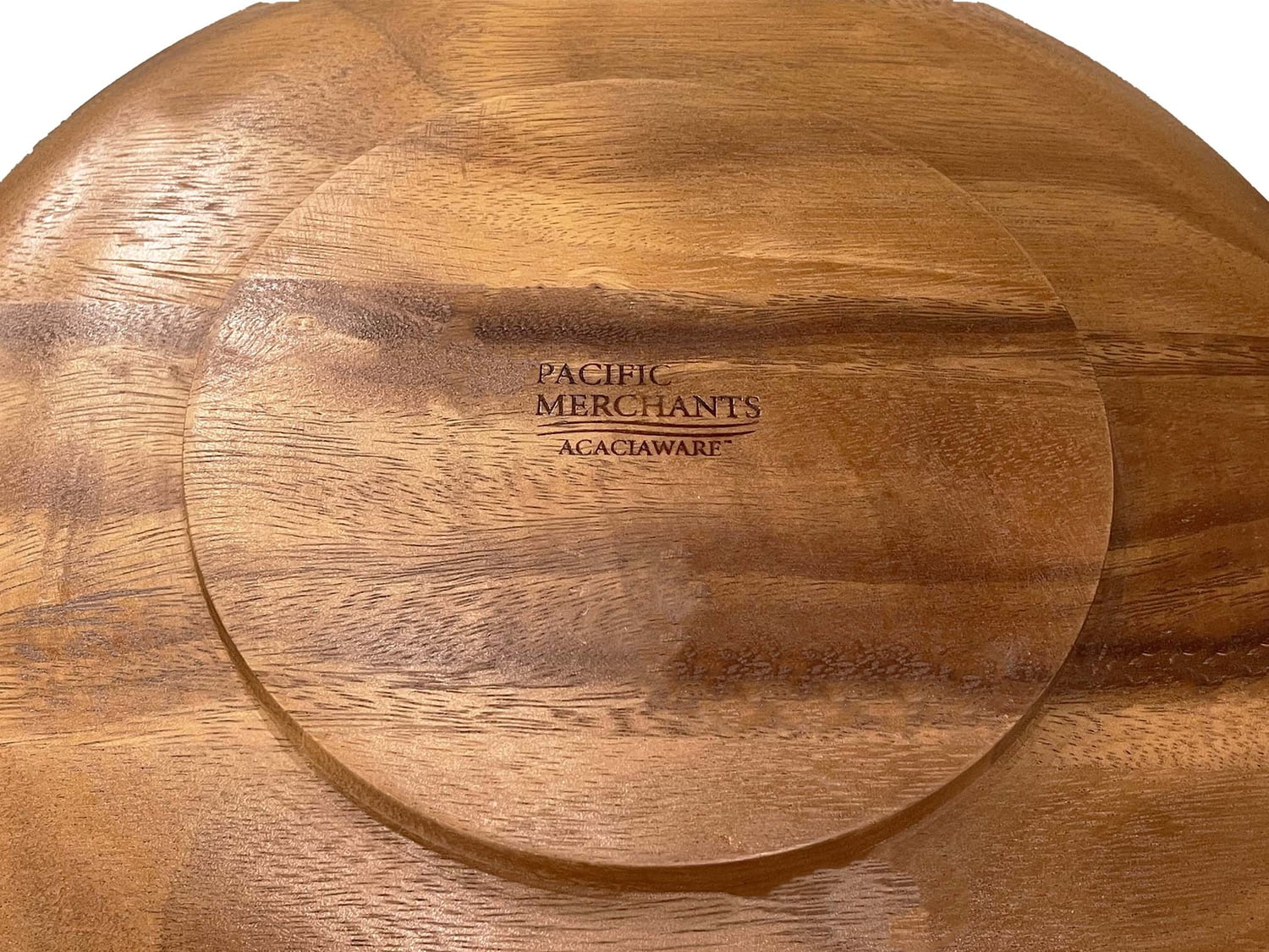 Pacific Merchants Acacia Wood 7-Piece Round 10 x 4 Salad Bowl Set with Four 6 x 2 Salad Bowls and Servers