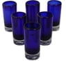 Set of 6 Blue Hand Blown Mexican Tequila Shot Glasses, "Pure Cobalt"