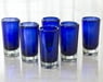 Set of 6 Blue Hand Blown Mexican Tequila Shot Glasses, "Pure Cobalt"