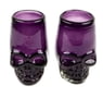 2 Handblown Recycled Glass Tequila Glasses with Skull Motif, "Purple Mexican Skull"