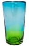 6 Artisan Crafted Blue Green Blown Glass Highball Glasses, "Aurora Tapatia"