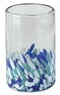 Blue and White Spotted Glass Tumblers from Mexico (Set of 6), "Blown Blue"