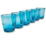 Set of 6 Aquamarine Hand Blown 10 oz Juice Glasses, "Subtle Aqua"