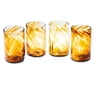 4 Hand Blown Eco-Friendly Recycled Glass Tumblers in Brown, "Garden Relaxation in Amber"