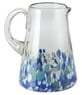 Hand Blown Glass Pitcher with Blue and White from Mexico, "Blown Azure"