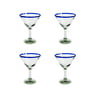 14oz Martini Glass, Cobalt Blue Rim, Set of 4