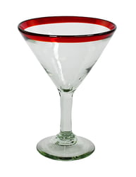 14oz Martini Glass, Red Rim, Set of 4