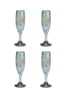 6oz Champagne Flute, White Swirl, Set of 4