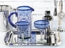 MG109 - 6oz Champagne Flute, Cobalt Blue Vortex, Set of 4 - Hand Blown Recycled Glass From Mexico