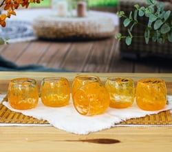 Recycled glass wine glasses, 'Social Marigold' (set of 6)