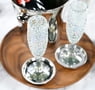 MG087 - 6oz Champagne Flute, White Pebble, Set of 4 - Hand Blown Recycled Glass From Mexico -