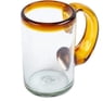 2 Hand Blown Recycled Beer Glasses with Amber Handle and Rim, "Amber Beer"