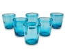 Set of 6 Aquamarine Hand Blown 10 oz Juice Glasses, "Subtle Aqua"