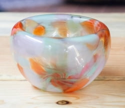 Handblown glass dessert bowl, 'Flavors in Autumn'