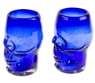 Two Blue Skull-Themed Handblown Recycled Glass Tumblers, "Blue Mexican Skull"