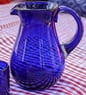 Blue Handcrafted Handblown Recycled Glass Pitcher, "Pure Cobalt"