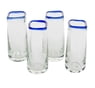 Square-Rimmed Recycled Glass Tequila Glasses (Set of 4), "Lakeside"