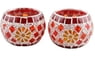 Glass mosaic tealight candleholders, 'Firelight' (pair)